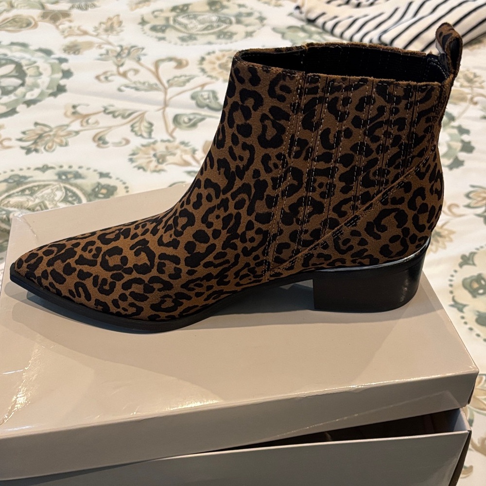Marc Fisher Brown Leopard Ankle Booties